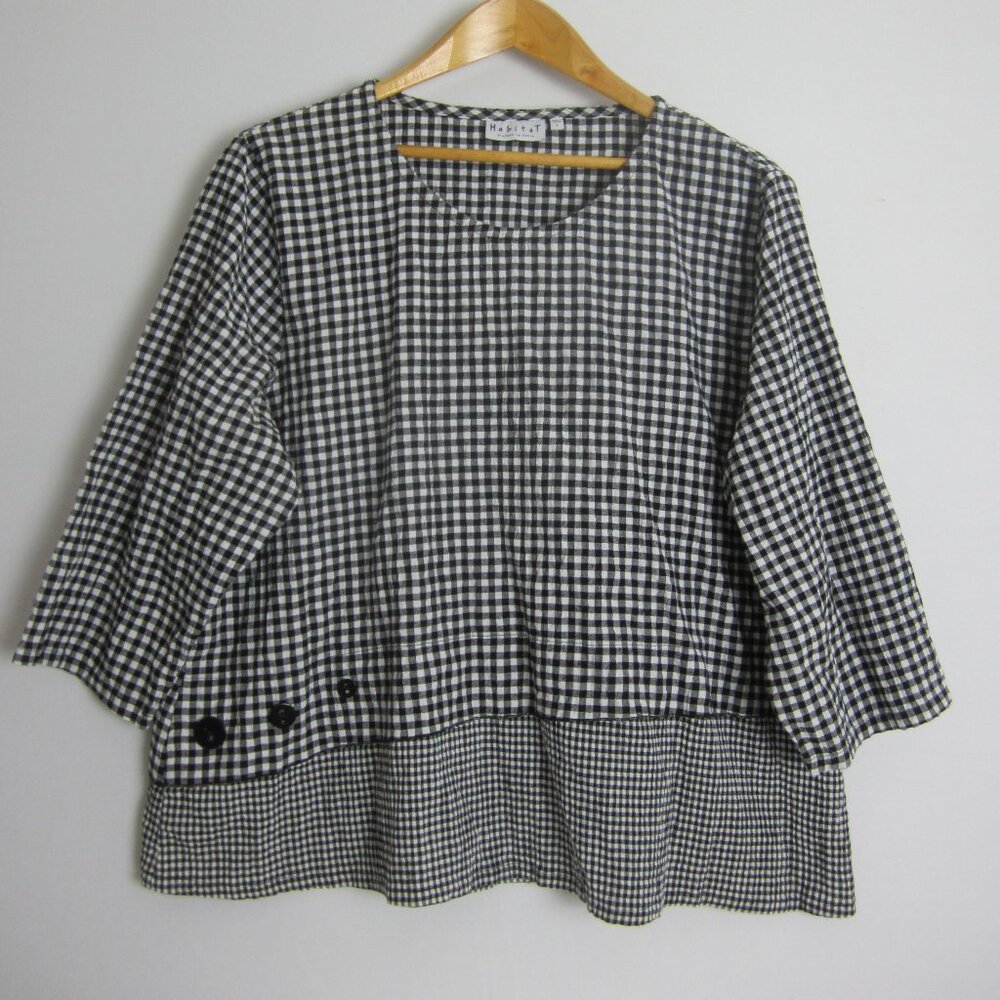 Habitat Black and White Gingham Tunic Top - Picture 5 of 9